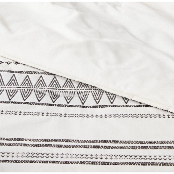 Full/Queen Tatiana Global Woven Stripe Cotton Comforter Set 5pc Cream NEW - Picture 3 of 8